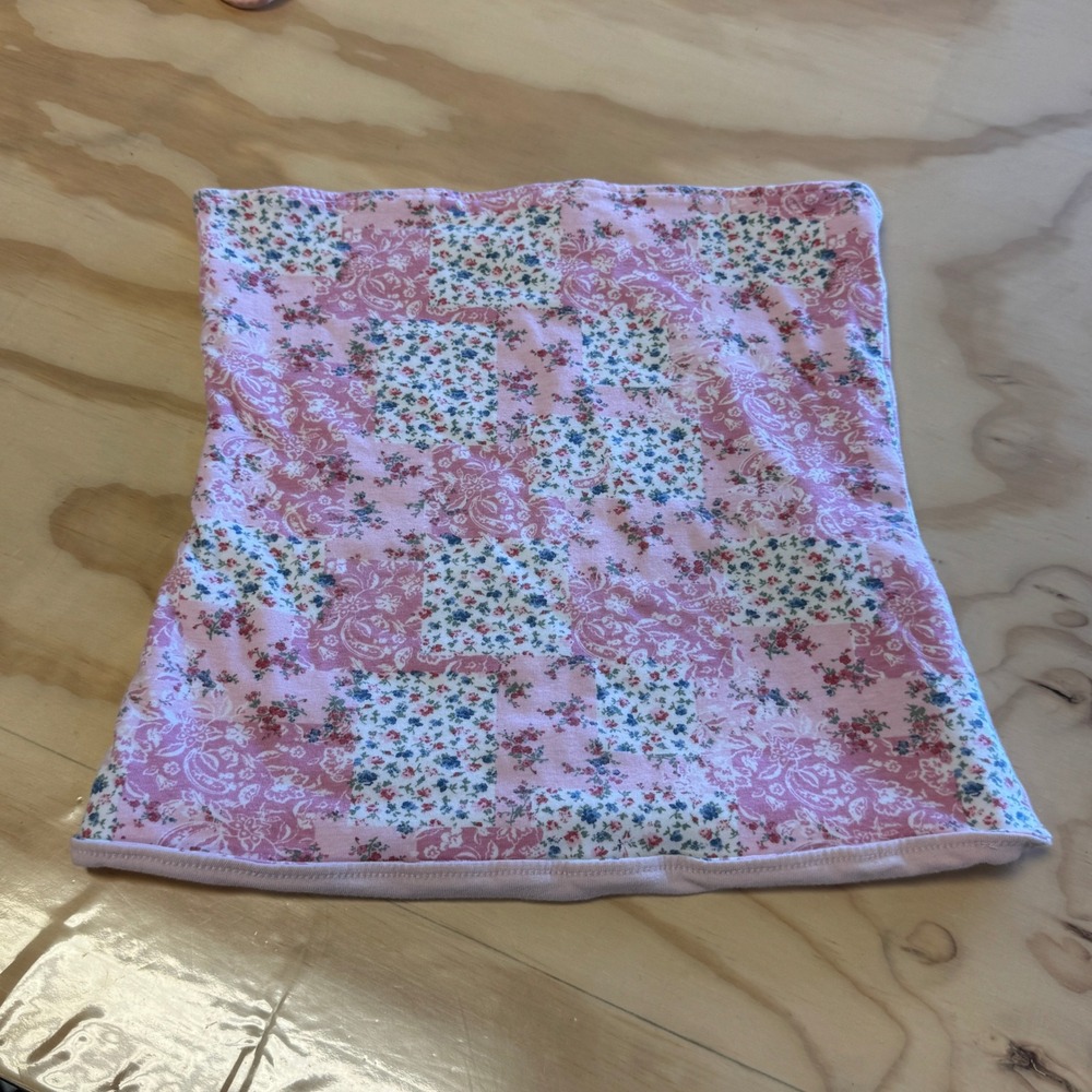 Hollister Pink Patchwork Floral Paisley Tube Top Strapless Bodice Sm‎ Reversible